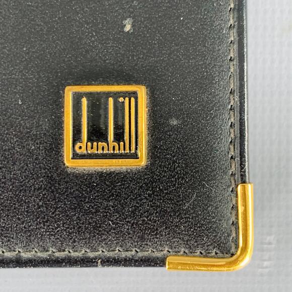DUNHILL Black Gold Leather Credit Card Holder Bifold Wallet - Picture 2 of 4